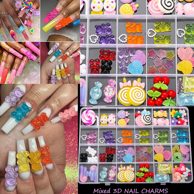 Nail Art Charms Bär und Lutscher, 20 Stück, Glänzend, Unisex - Bild 1