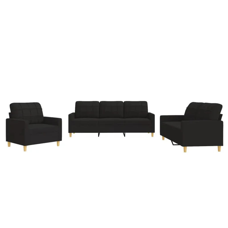 Vidaxl 3-teiliges Lounge-Set mit Kissen aus Stoff in Schwarz im modernen Design - Bild 2