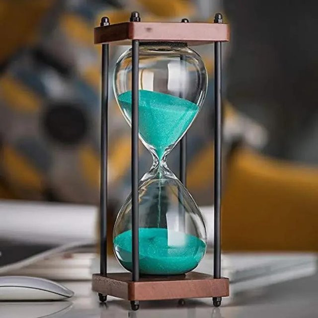 Sanduhr-Timer 60 Minuten von Garden Supplies My in Hellblau aus Metall und Borosilikatglas für Zeitmanagement und Schreibtischdekoration - Bild 1
