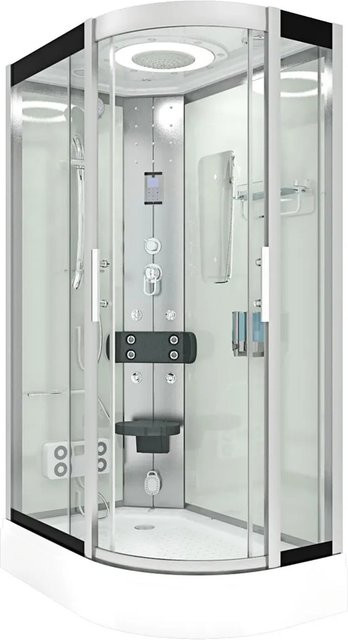 AquaVapore Duschkabine Komplettdusche mit Regendusche, Handbrause und LED-Beleuchtung, Eckdusche Transparent/Weiß, B: 120 cm, T: 80 cm - Bild 1