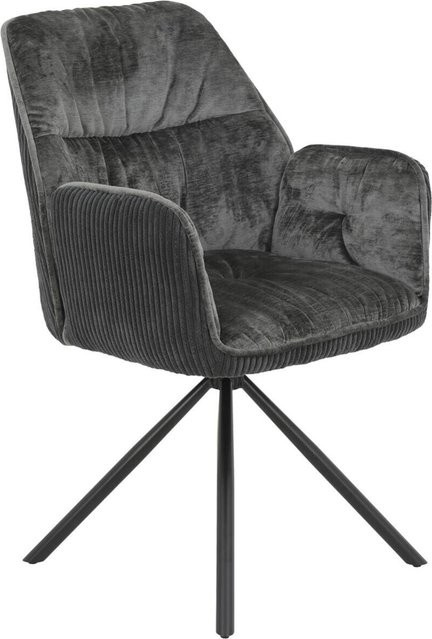 2er-Set Sessel Hela in Anthrazit mit Samtvelour und Metallrahmen, B/H/T: 56 x 89 x 61 cm - Bild 1