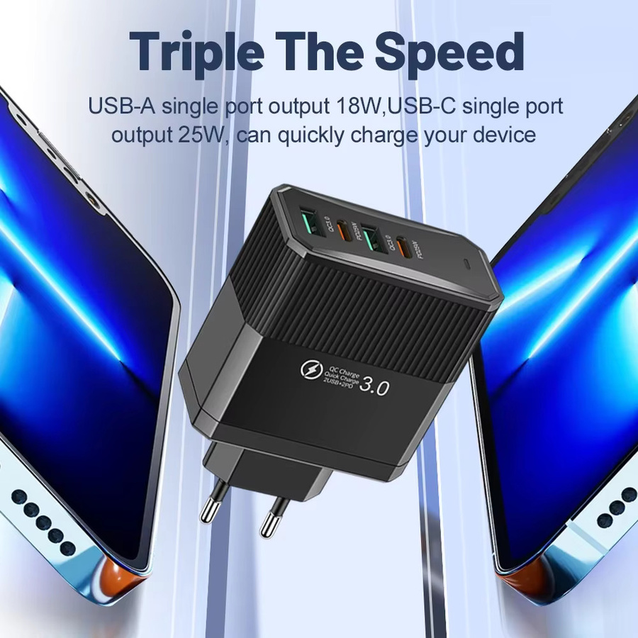 Maerknon USB C Ladegerät mit 4 Ports, PD und QC3.0 Schnellladung, Wandnetzteil für iPhone, Xiaomi, Samsung und OnePlus - Bild 3