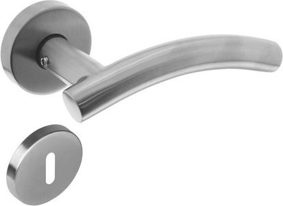 Intersteel Türdrücker gebogen in Edelstahloptik Silber mit BB-Rosetten D.50x10 mm - Bild 1