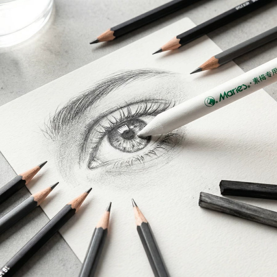 Marie's Papier-Wischstift-Set, 3-teilig, weißes Malzubehör für Kunst und Skizzen - Bild 3