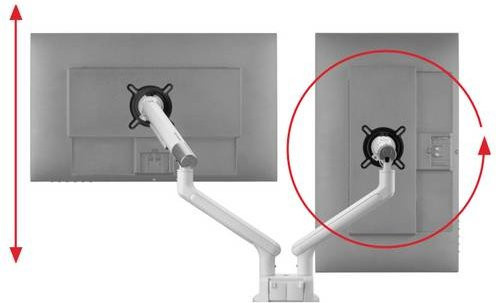 One For All DM7220 MH Design Universal-Doppelmonitorarm in Weiß, höhenverstellbar und schwenkbar für 2 Displays (33 cm bis 81,3 cm) - Bild 1