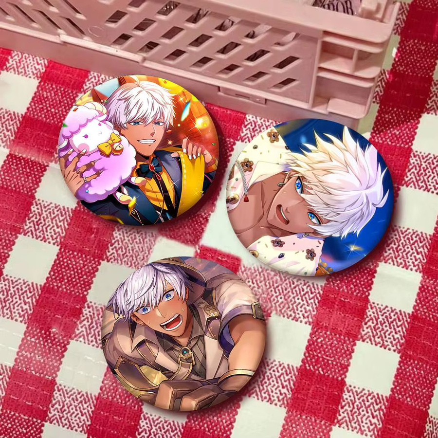 Mesuca Brosche, Anime Cartoon O-Obey Me Mammon, Emaille-Pin, rund - Bild 3