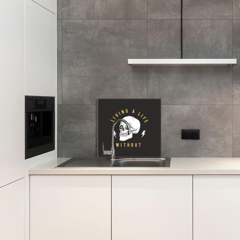 Modernes Küchenrückwand-Glaspaneel Crâne in Schwarz, rechteckig, B: 65 cm, H: 60 cm - Bild 5