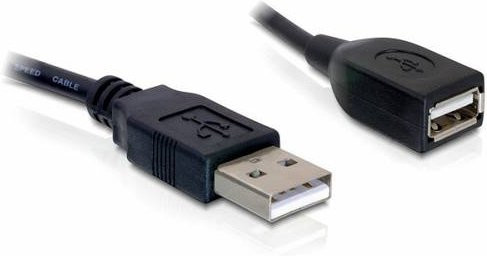 Delock USB 2.0 Kabel mit USB-A Stecker und USB-A Buchse, Schwarz, 0,15 m - Bild 1