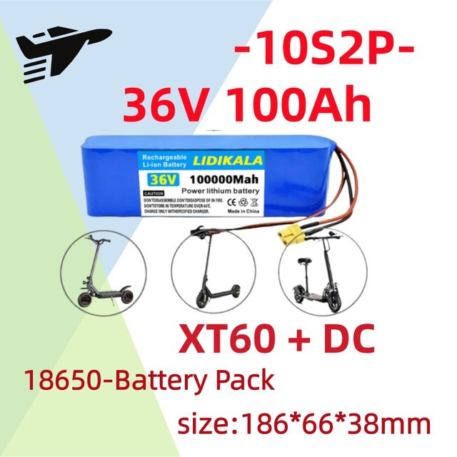 Wiederaufladbarer Lithium-Ionen-Akku 36V 100000mAh 10S2P in Blau für Fahrräder, Roller und Elektromotorräder - Bild 1