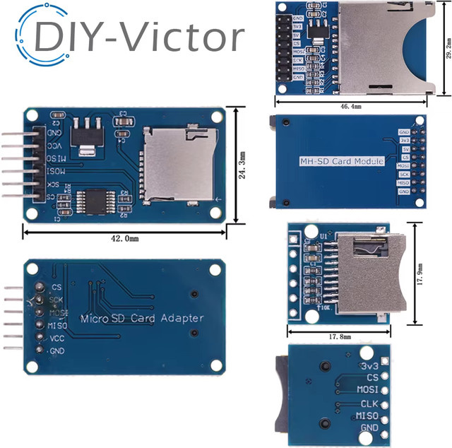 Mini Micro SD TF Karten Speichererweiterungsplatine Memory Shield Modul mit SPI-Schnittstelle und Level-Konverter-Chip für Arduino, Blau - Bild 1