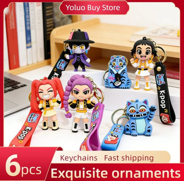 Bandai Anime- und Gaming-Schlüsselanhänger, 6-teiliges Set, Plüsch / Textil, Bunt / Mehrfarbig - Bild 1