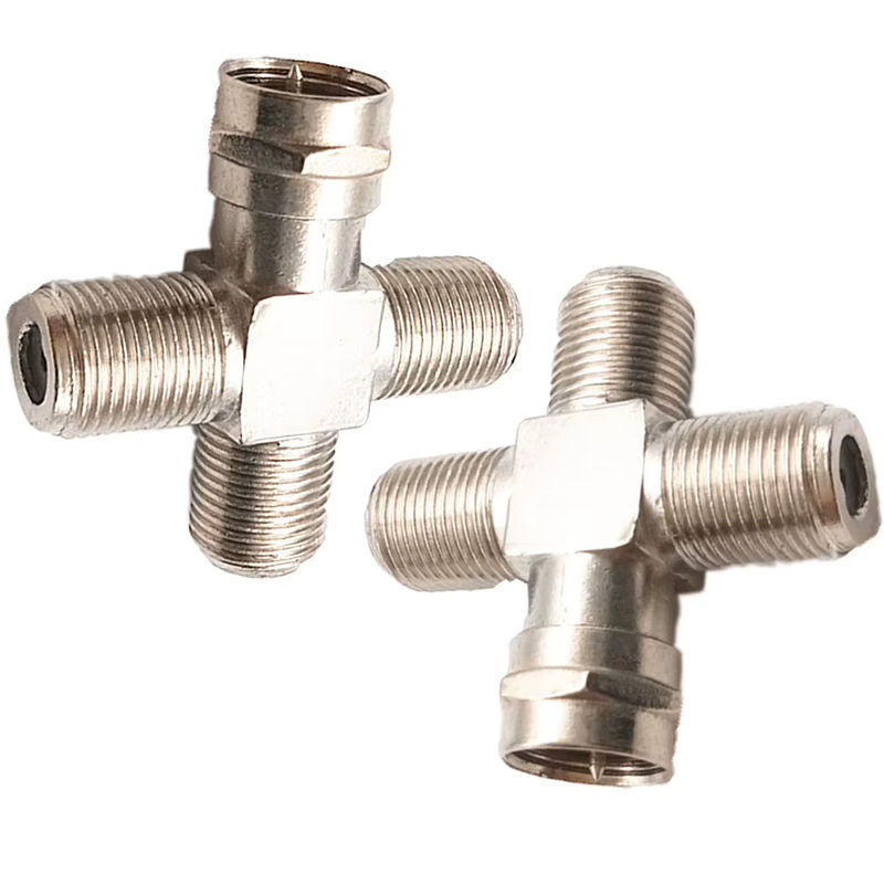 FRHY 2er-Set 4-Wege F-Typ Stecker Splitter Imperial System F-Buchse auf Stecker Adapter für Kabel TV und Satellit RG6 Koaxialkabel in Silber - Bild 6