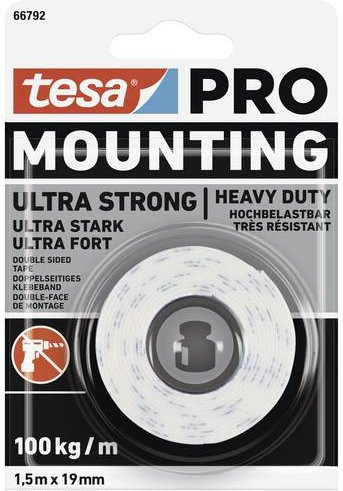 Tesa Mounting PRO Ultra Strong Montageband Weiß, Breite: 19 mm, Länge: 1,5 m - Bild 1