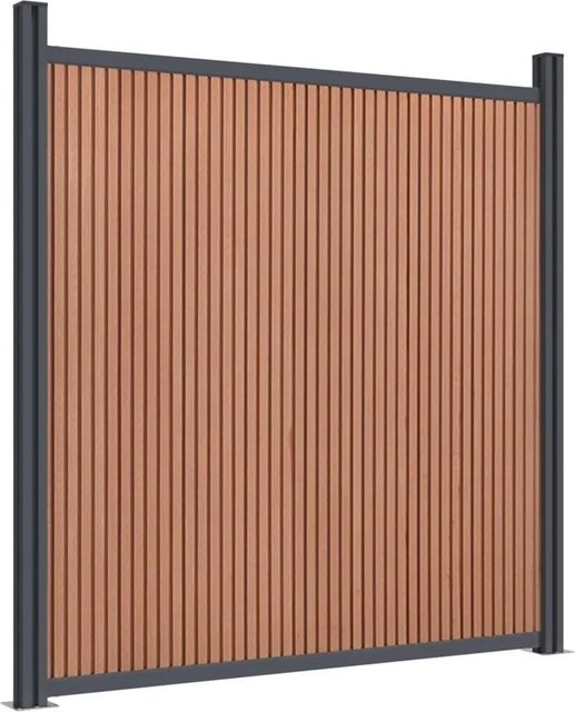 vidaXL Zaunelement aus WPC und Aluminium mit 2 Pfosten, Braun, B/H: 180 x 186 cm - Bild 1