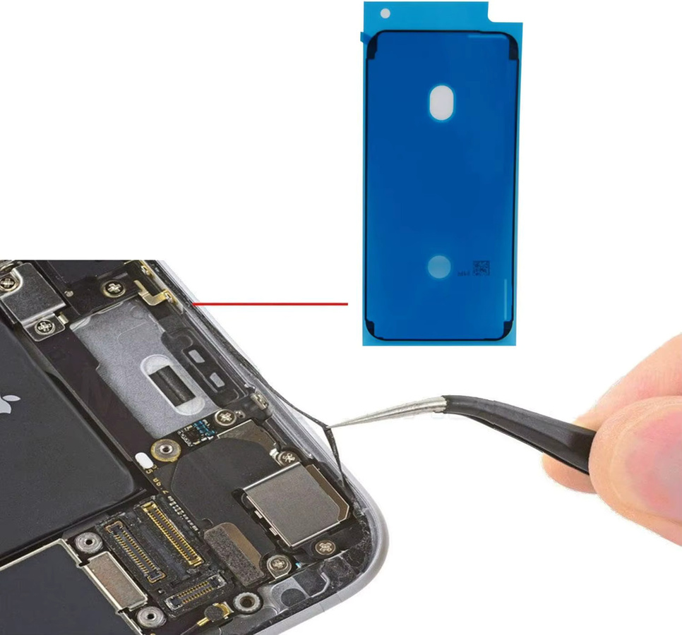 5 Stück Ersatz Frontbildschirmrahmen für Apple iPhone 6s 7 8 Plus SE2 SE3 mit wasserdichtem Anti-Staub-Klebeband in Schwarz und Weiß sowie Blau - Bild 2