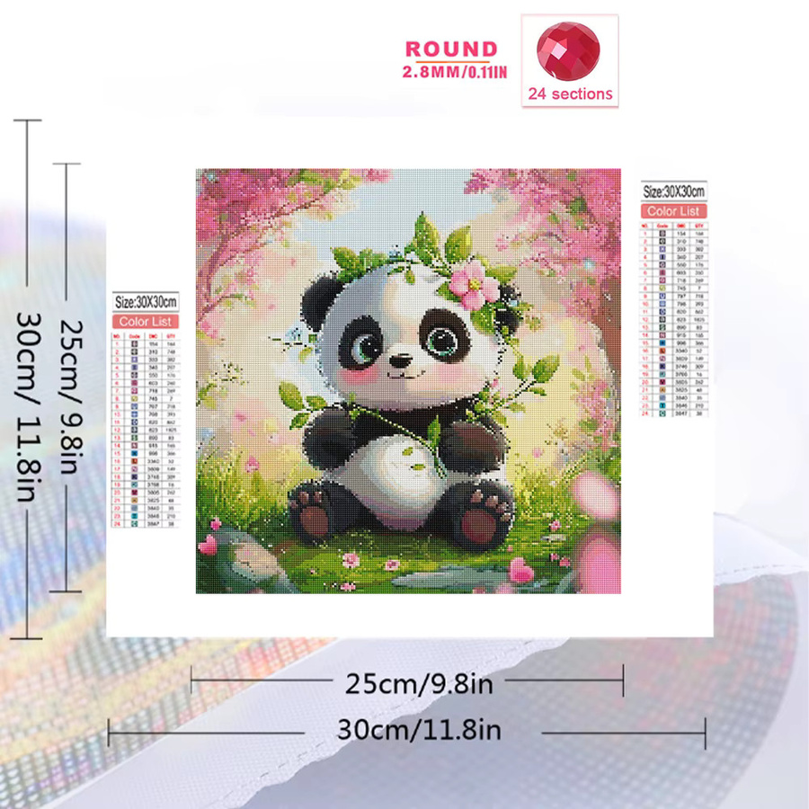 EverShine Diamantmalerei Panda mit Kirschblüten als DIY Mosaik Wandkunst, Mehrfarbig - Bild 2