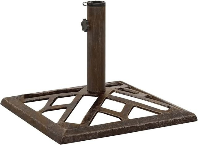 vidaXL Sonnenschirmständer aus Gusseisen in Bronze mit Blumenmuster, B/T/H: 44 x 44 x 31 cm - Bild 1