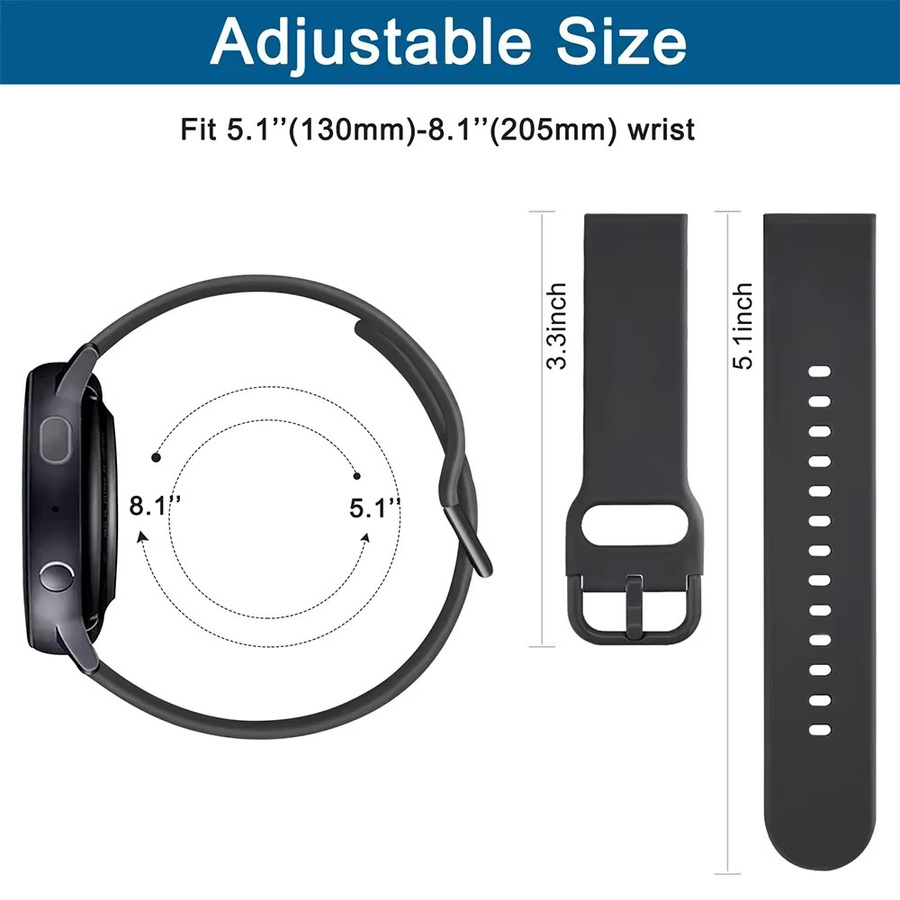 Uhrenarmband Silikon, Schwarz, Unisex, 20 mm, 22 mm - Bild 3