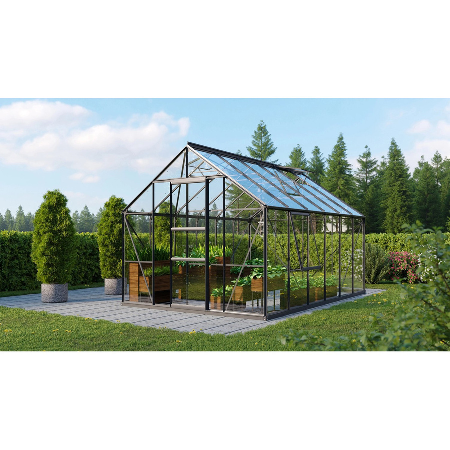 Vitavia Gewächshaus Meridian 9900 mit Sicherheitsglas und Fundament in Schwarz mit 9,9 m² Anbaufläche - Bild 2