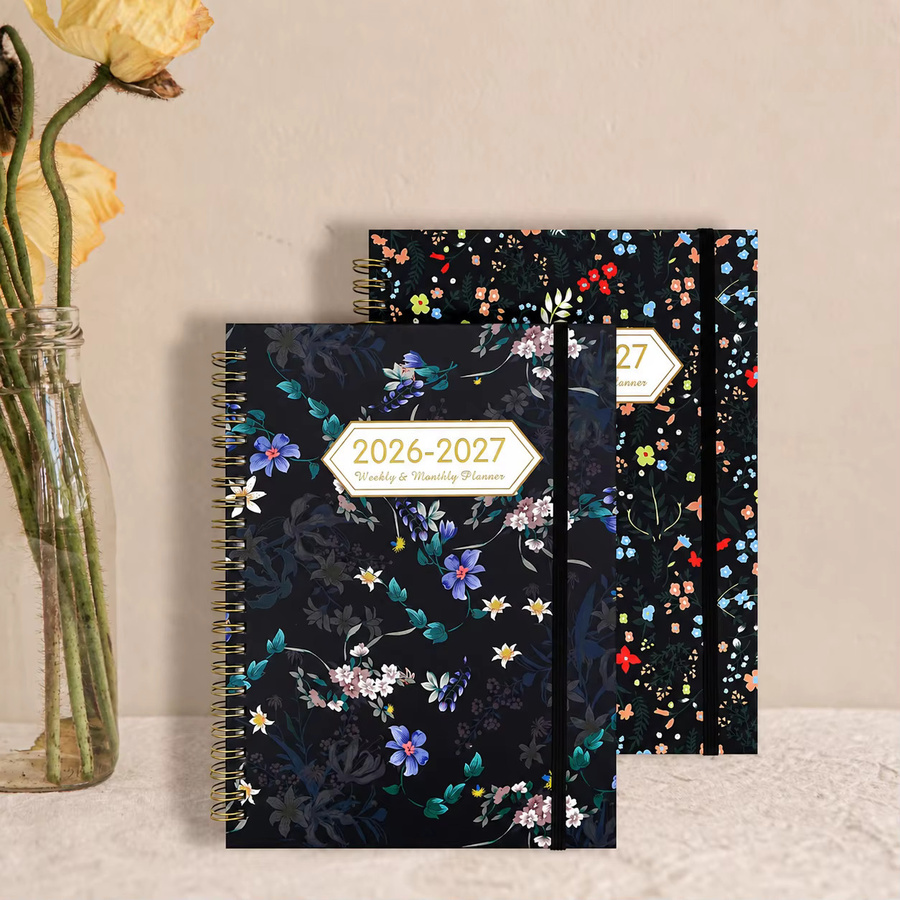 A5 Wochen- und Monatsplaner 2026-2027 mit Spiralbindung und Softcover in Schwarz - Bild 2