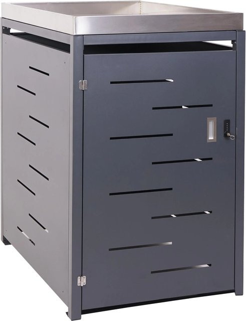 PROREGAL Mülltonnenbox für 80-240 Liter aus verzinktem Stahl in Anthrazit, B/T/H: 125 x 69 x 84 cm - Bild 1