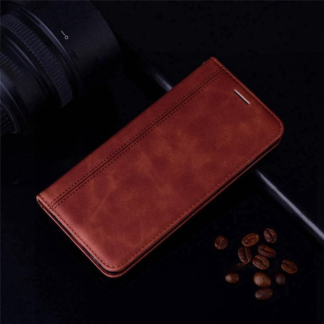 Luxus Leder Klappbrieftasche Hülle für Motorola Moto G54 5G in Braun - Bild 1