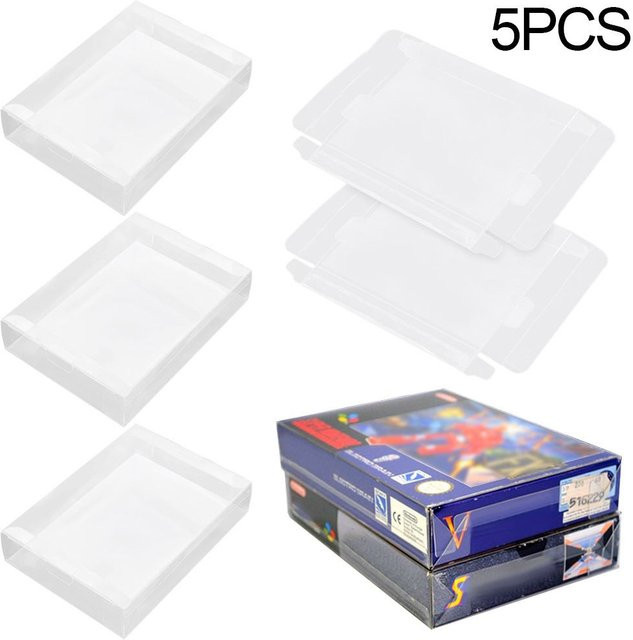 5er-Set transparente Schutzhüllen für Nintendo N64 und SNES Spielekartuschen in Blau - Bild 1