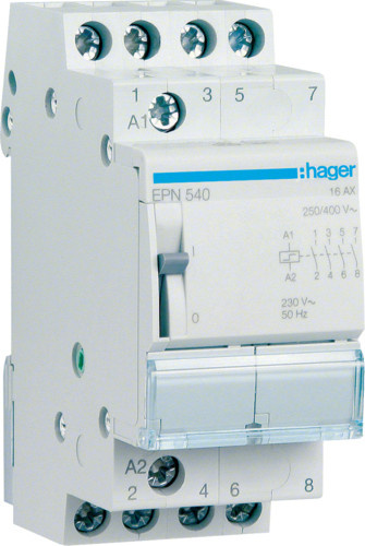 Hager Fernschalter EPN540 Stromstoßschalter für Hutschiene 4 Schließer 230V AC 16A Weiß - Bild 1