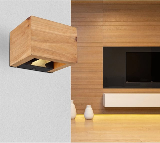 Globo LED-Wandleuchte Alina 1-flammig Dunkelbraun in Holzoptik - Bild 1