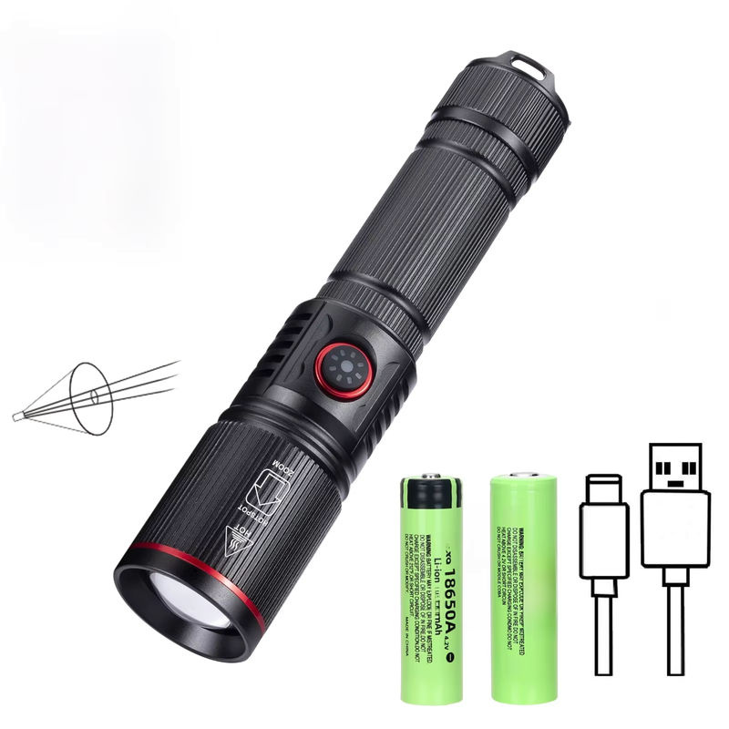 Heinast LED Taschenlampe mit Zoom und wiederaufladbarem Akku, Schwarz, ideal für Outdoor und Camping - Bild 7
