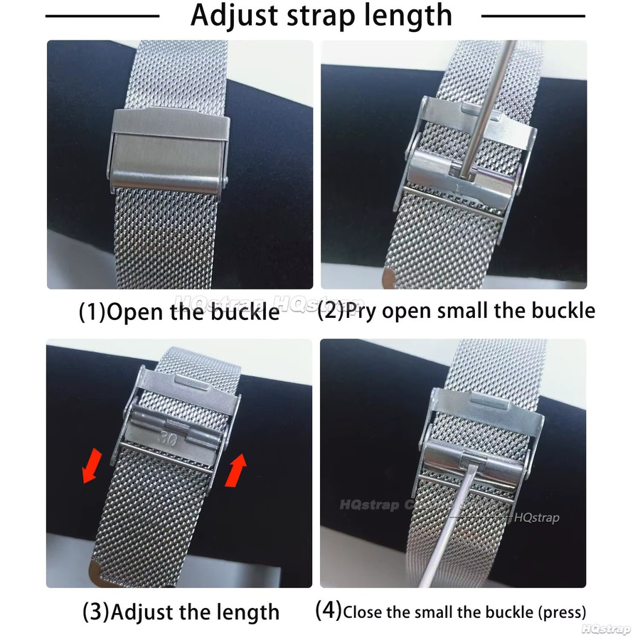 HQstrap Uhrenarmband Edelstahl, Mesh, Silber, Unisex - Bild 5