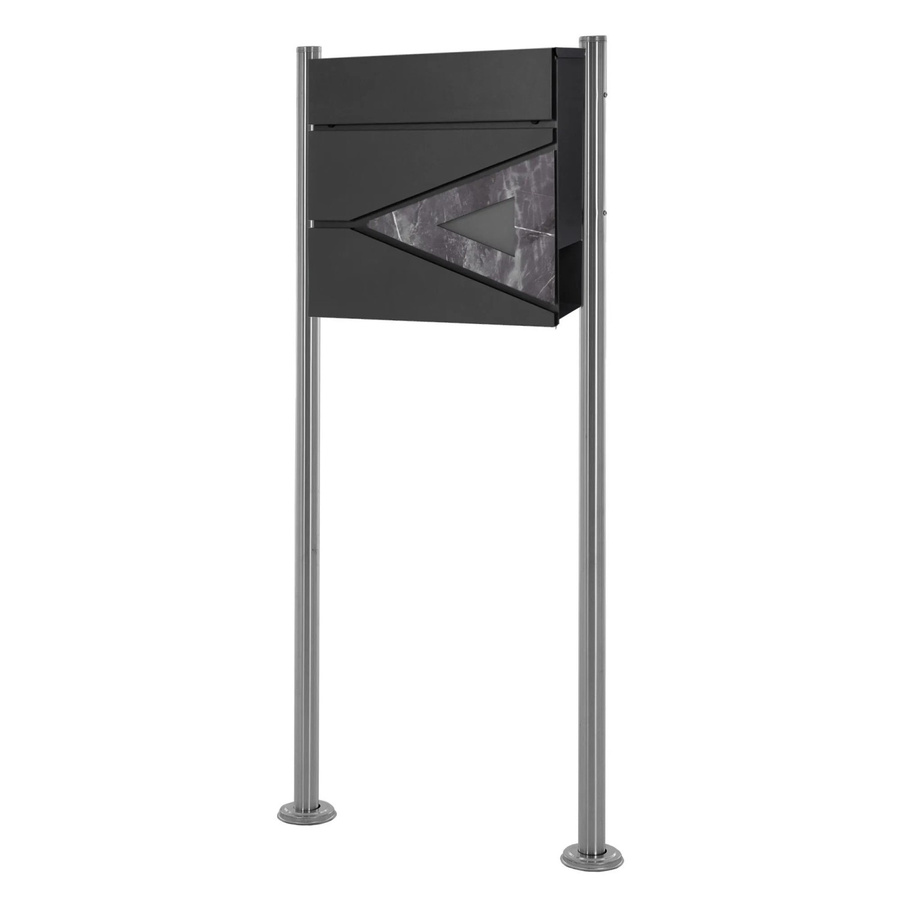 ML-Design Standbriefkasten mit Zeitungsfach in Silber mit Doppelfuß, Höhe: 120 cm - Bild 2