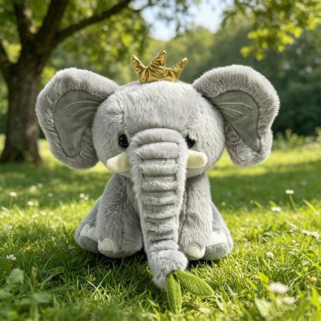 Yiran toy Elefant Plüschtier, Grau, Rosa Schleife, 23cm, ab 3 Jahre - Bild 1