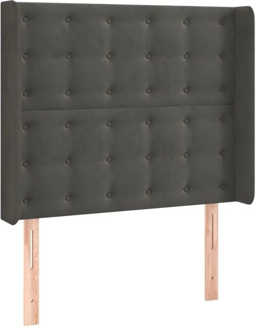 vidaXL LED Kopfteil aus Samt in Dunkelgrau mit USB-Ladeport und integrierter Beleuchtung, B: 93 cm, T: 16 cm, H: 118-128 cm - Bild 1