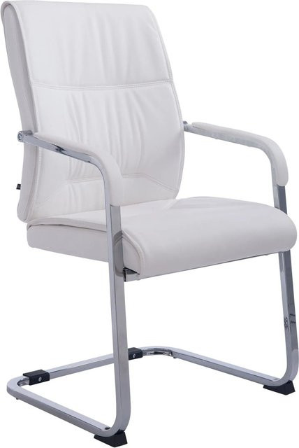 DELUKE MIAMI XL Besucherstuhl in Weiß aus Kunstleder mit Armlehnen und Freischwinger-Gestell, B/T/H: 58 x 65 x 102 cm - Bild 1
