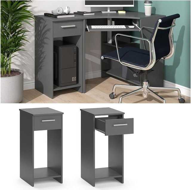 Vicco PC-Schrank Odin Beistellschrank in Anthrazit mit Schublade und PC-Fach - Bild 1