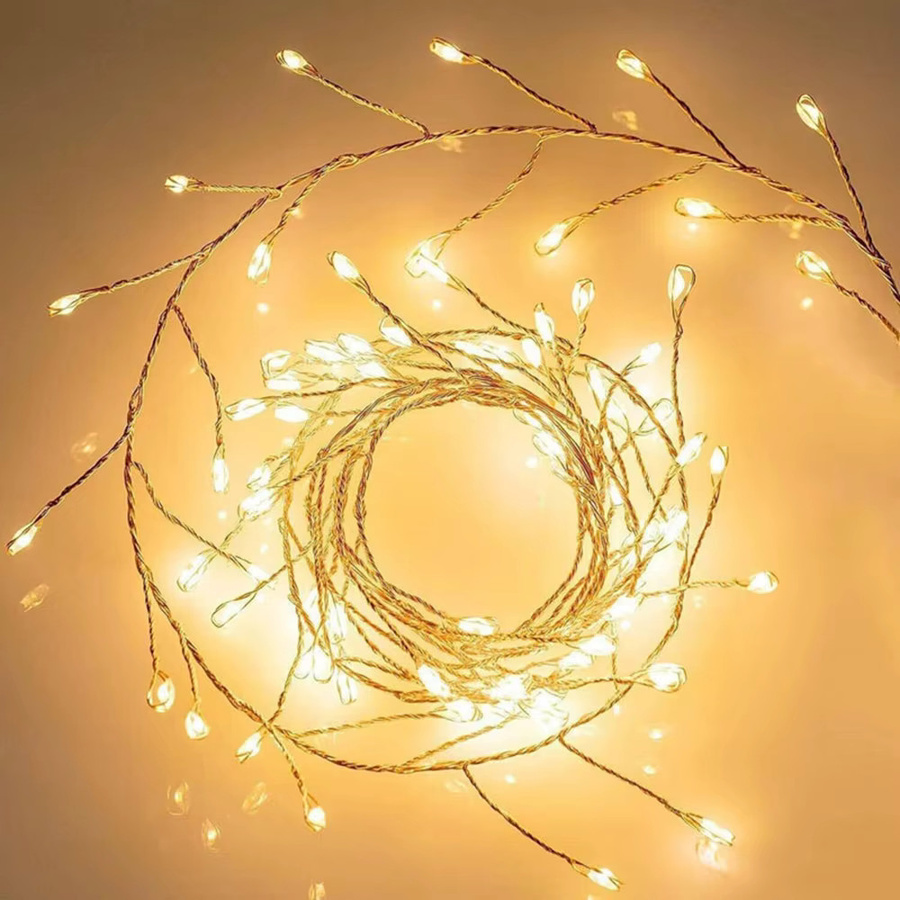 XUNATA LED Feuerwerkskörper Lichterkette mit Fernbedienung, USB und Batteriebetrieben, transparente Draht-Girlande für Hochzeitsdekoration - Bild 2