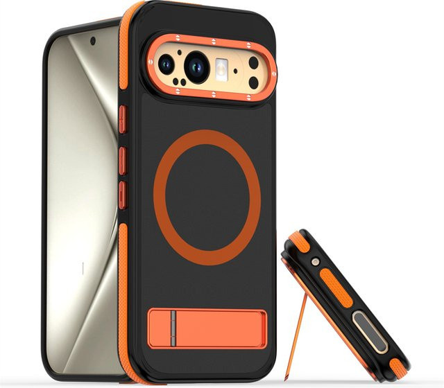 Stoßfeste magnetische Handyhülle für Google Pixel 9 und Pixel 10 Pro XL 5G mit Metall-Linsenring-Schutz in Schwarz - Bild 1