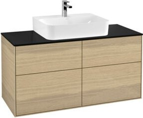 Villeroy & Boch Waschtischunterschrank Finion Wandmontage mit integrierter LED-Beleuchtung und Schubladen in Oak Veneer, B: 120 cm, T: 60,3 cm - Bild 1