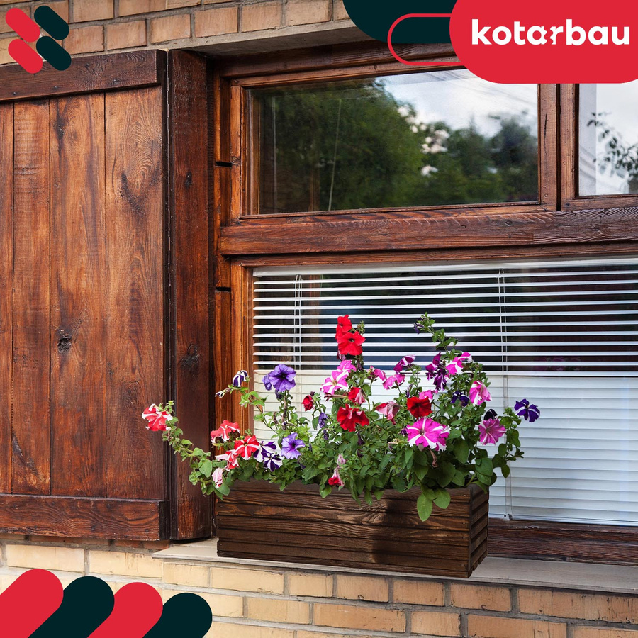Kotarbau Holz-Gartenpflanzkasten für die Terrasse mit Einsatz, Braun, B: 44 cm, T: 20 cm, H: 20 cm - Bild 2