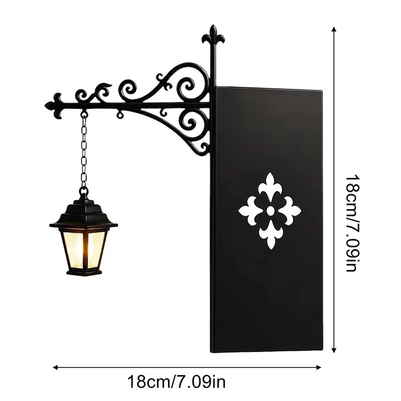 Retro Wandlaterne aus schwarzem Metall mit LED-Nachtlicht im gotischen Vintage-Stil - Bild 6
