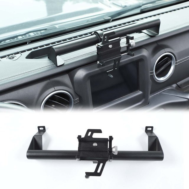 Top autoaccessories Handyhalterung aus Aluminiumlegierung für Jeep Wrangler JL JLU Gladiator JT (2018–2023), Schwarz - Bild 1