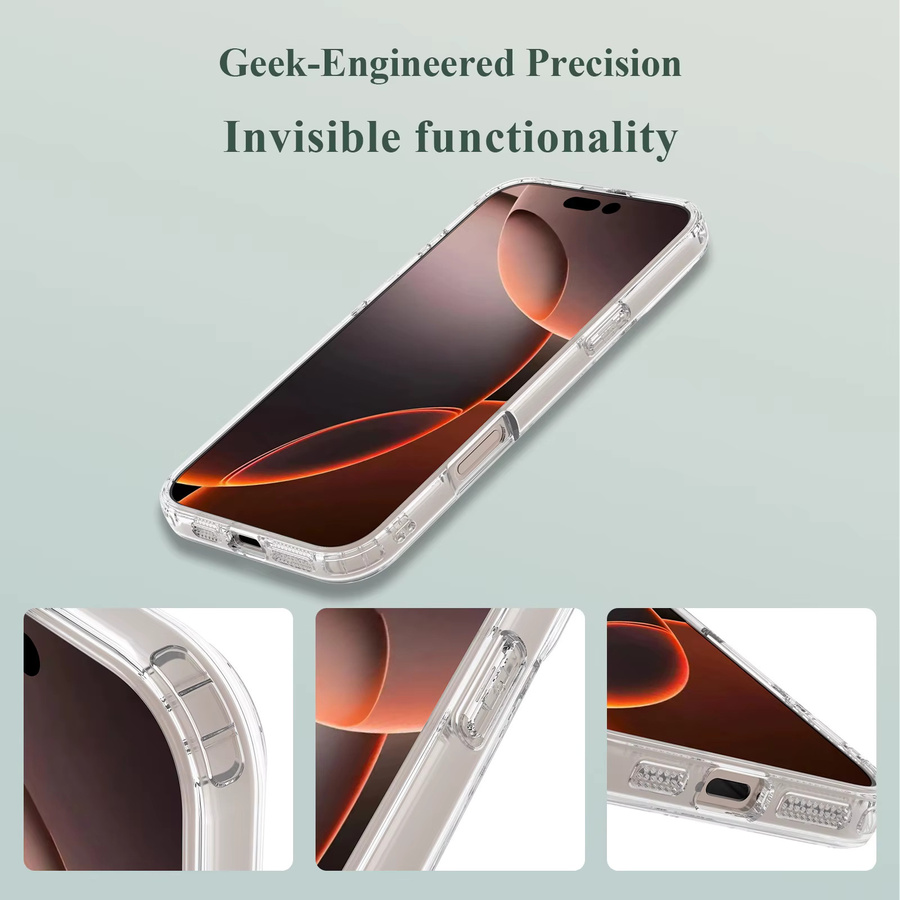 Lereach Stoßfeste Handyhülle aus TPU und Acryl für iPhone 17 16 15 14 13 12 11 Pro Max Plus Mini Air in Transparent - Bild 4