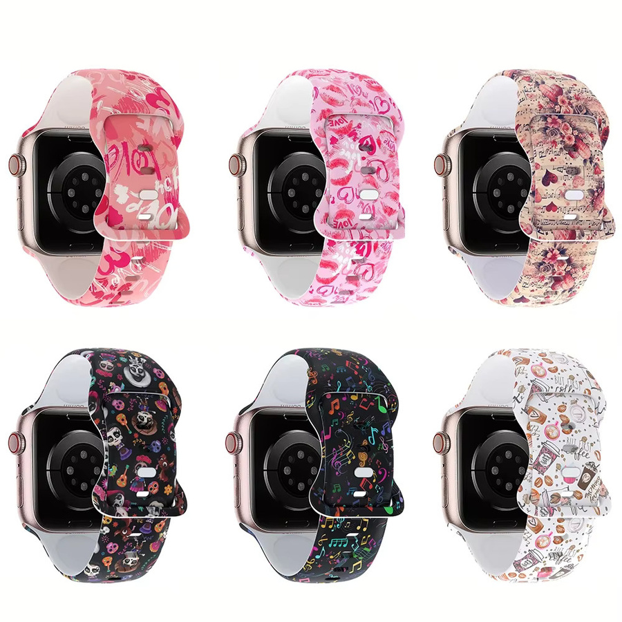 samusak Uhrenarmband Silikon, Graffiti-Print, Apple Watch kompatibel - Bild 2