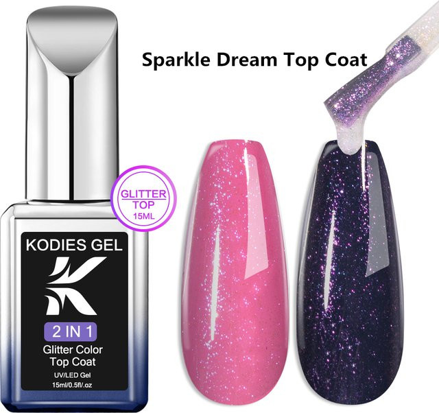 KODIES GEL Sparkle Dream Chrome Top Coat, Metallic, UV Gel - Bild 1