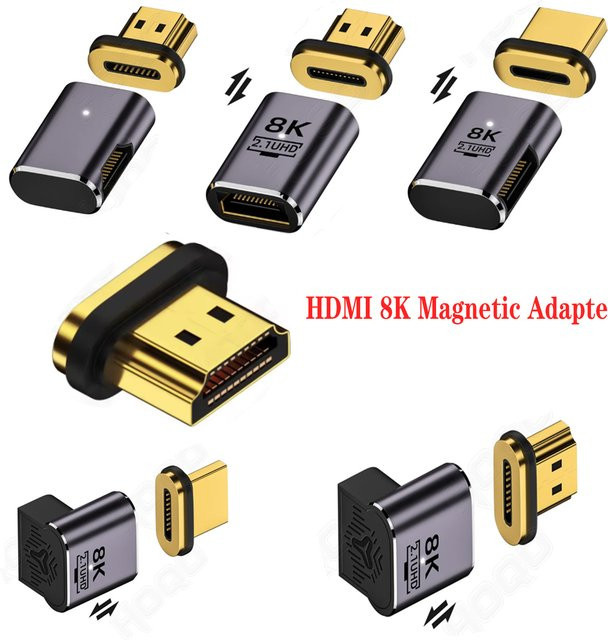JoniSerl Magnetischer 8K HDMI Adapter Stecker auf Buchse mit 48Gbps und eARC für TV-Box und PS5 - Bild 1