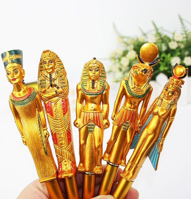 3er Set Pharao Kugelschreiber in Gold mit kreativem Design für Studenten und Handwerk - Bild 1