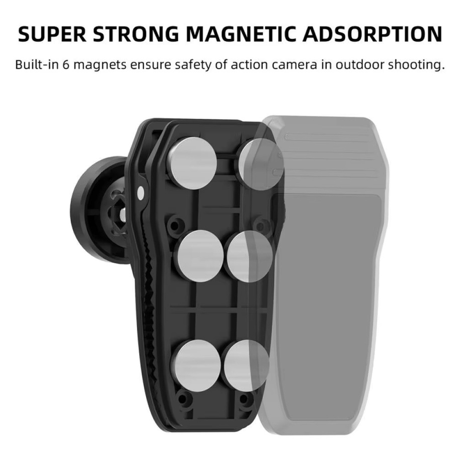 Magnetische Action Kamera Rucksack Clip Clamp Halterung in Schwarz für DJI OSMO Pocket 3, Insta360 und GoPro 13 12 11 10 9 - Bild 3