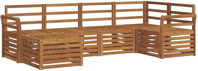 vidaXL Sofagarnitur aus Massivholz Akazie in Braun, 6-teiliges Gartenmöbel-Set für Terrasse und Garten mit Polstern - Bild 1