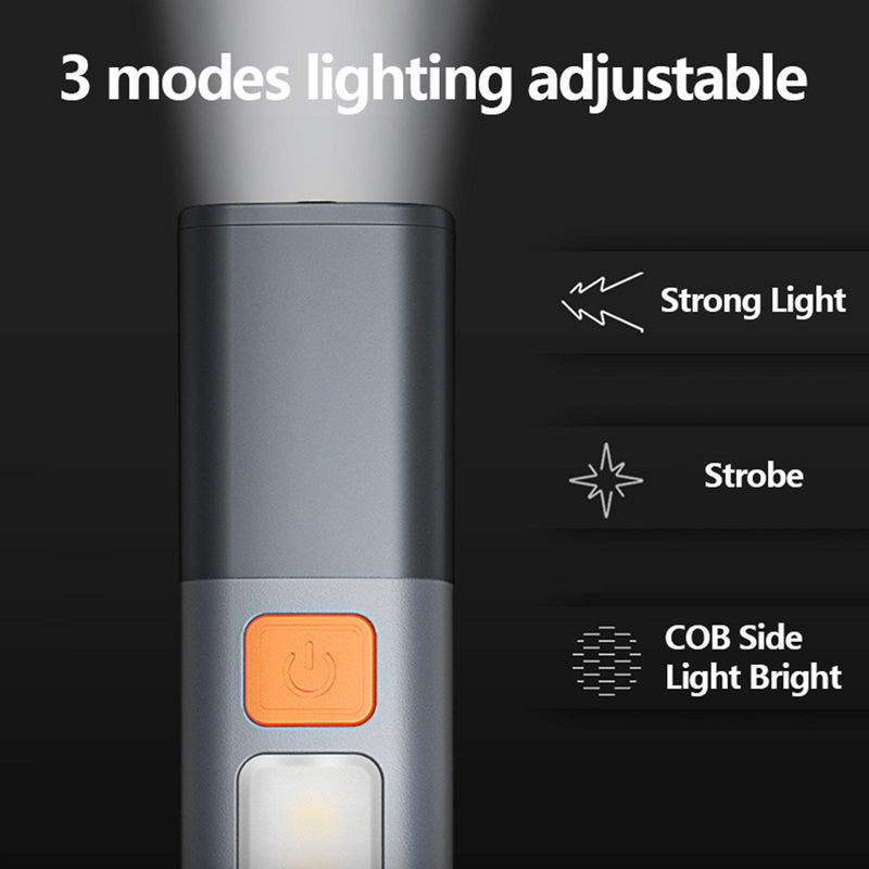 TOMTOP JMS Wasserdichte LED Taschenlampe mit SOS Strobe Funktion und Akku in Grau - Bild 9
